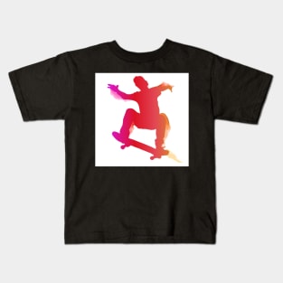 Skateboarder performing a trick Kids T-Shirt